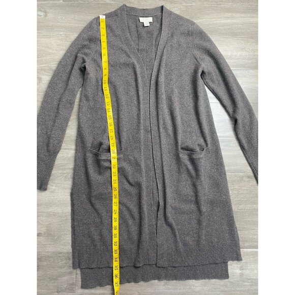 Womens Sweater ST TROPEZ tan 100% cashmere long open duster cardigan size M - Picture 3 of 8